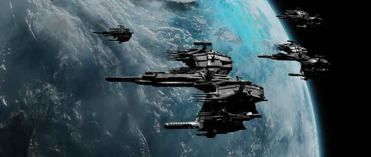 A spacecraft travelling through deep space