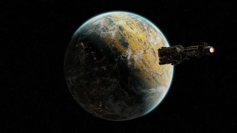 An artist's rendering of a space station in orbit